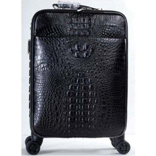 Ourui new arrival crocodile Pull rod box four-wheel Genuine leather luggage The luggage Universal wheel