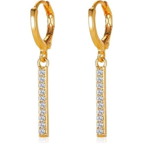 Gold Silver Color Rhinestone Strip Long Drop Earrings Crystal Bridal Tassel Dangle Earring For Women Fashion Ear Jewelry Eardrop