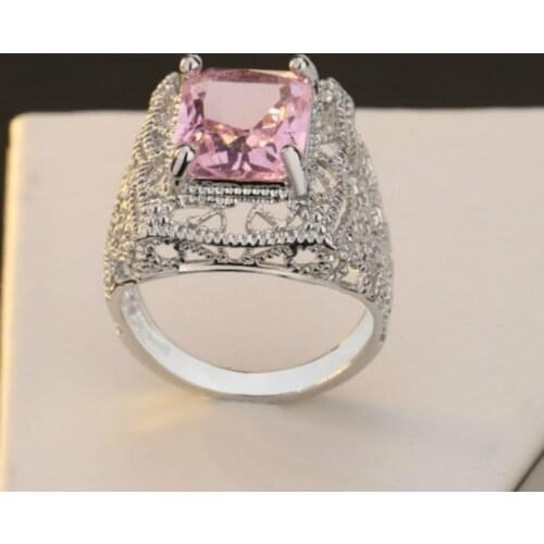 Womens 925 Retro Hollow Purple Zircon Ring Engagement Wedding Gift Jewelry