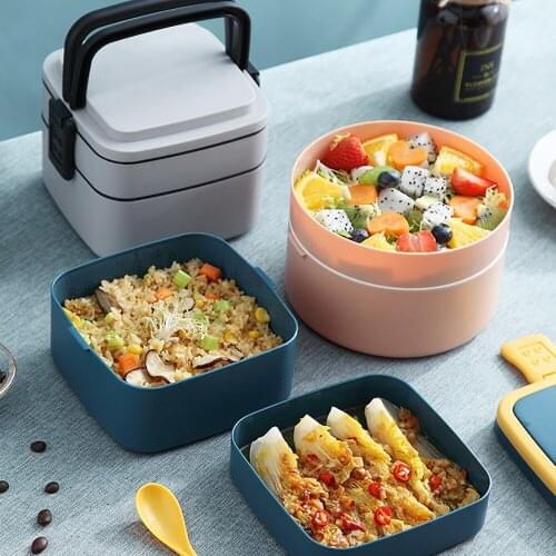 Double-layer Portable Lunch Box With Lid Microwave Oven Food Container Lunch Food Box Office Worker Student Essential Lunch Box