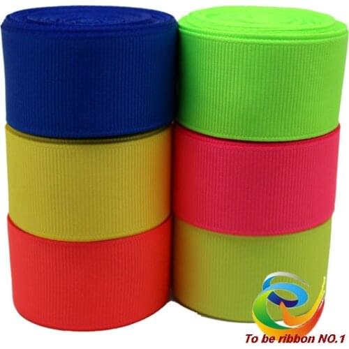 PPCrafts fluorescence Color Ribbon 1inch 25mm Grosgrain Ribbon fashion plain color for hair bows 6 color mixed