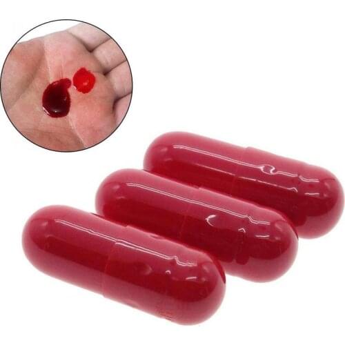 Halloween Funny Blood Pill Trick Toys Whimsy Prop Vomiting Blood Capsule April Fools Day Joke Toys For Children