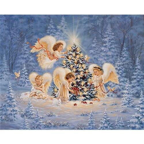 Painting Small Angel Embroidery 5D DIY Full Square Diamond Cross Stitch Rhinestone Mosaic Home Decor Factory Direct Wall Sticker