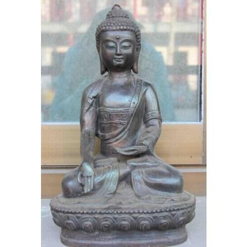 30cm Chinese fane Copper Bronze Sakyamuni Tathagata Amitabha RuLai Buddha Statue