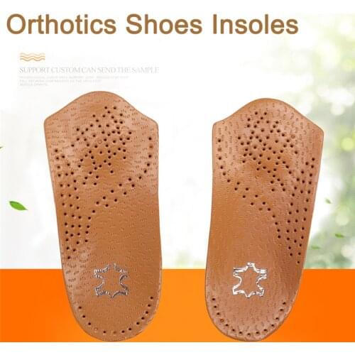3/4 length Leather insole Flat Foot Orthotic insoles Arch Support 2.5cm Half Shoe Pad Orthopedic Insoles Foot Care Unisex