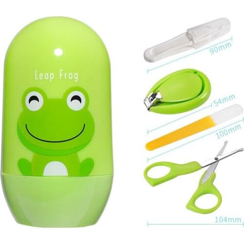 New 4pcs Baby Healthcare Kits Baby Nail Care Set Infant Finger Trimmer Scissors Nail Clippers Cartoon Storage Box for Travel