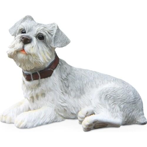 Fashion Figurines Miniatures Schnauzer Dog Crouching Dog Simulated Animal Model Handicraft Decoration Mural Accessories Ornament