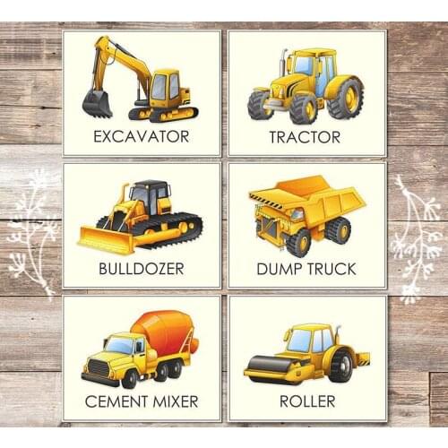 Cartoon Mural Truck Bulldozer Excavator Art Wall Poster Boy Kindergarten Childrens Room Kindergarten Decorative Canvas Painting