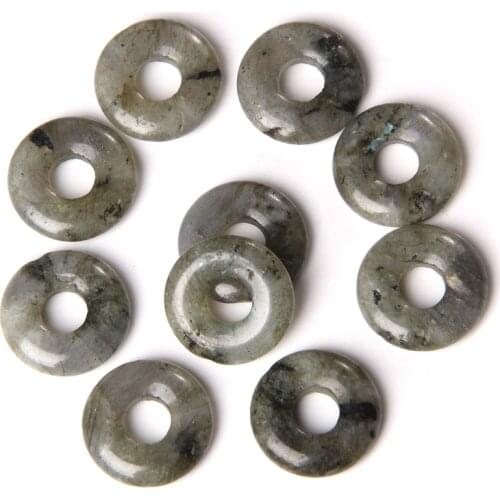 Natural Labradorite Peace Buckle Beads 1-5 pcs 18 MM Polished Reiki Revitalizing Loose Stone Bead Pendant For DIY Making Necklac