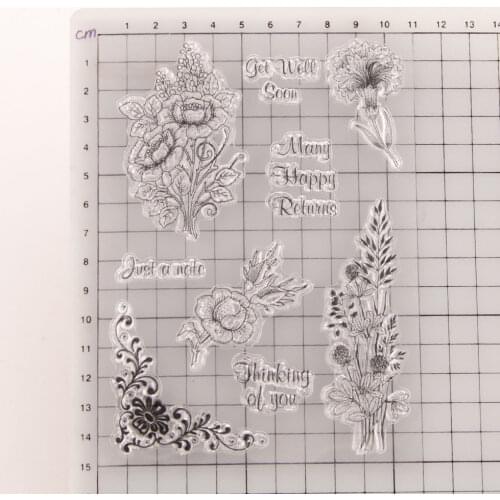Reunion Flowers Bouquet Clear Stamps Scrapbook Paper Craft Transparent Clear Silicone Seal for DIY Photo Album Decorative