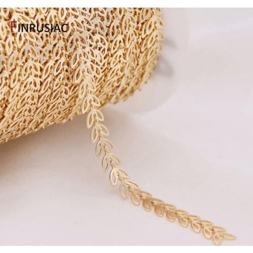 Supplies For Jewelry 14k Real Gold Plated 6mm Hollow Leaf Chain For Jewellery Making DIY Bracelets Necklace Earrings Making