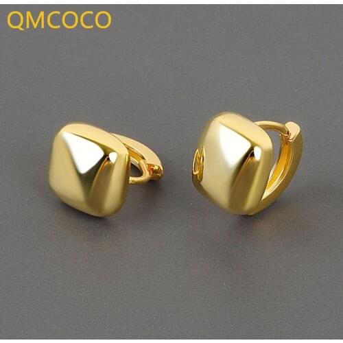 QMCOCO 925 Silver Square-Shape Earrings For Women Trendy Simple Party Jewelry Accessories Gifts For 2021 New Ear Boutique