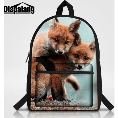 Dispalang Fox Backpack For School Women Laptop Backpacks Children DIY Logo School Bags Mens Travel Outdoor Shoulder Bag Bookbag