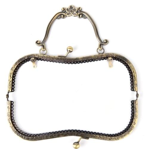 DIY 20.5cm Purse Frame Clutch Bag Clasp With Handle Knurling Bronze Hardware Accessories High Quality Vintage Elegant Women