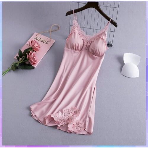 Sexy Lingerie Womens Dress Ice Silk Lace Sleeveless Babydoll V Neck Nightgown Short Sleepwear Temptation Night Dress Plus Size