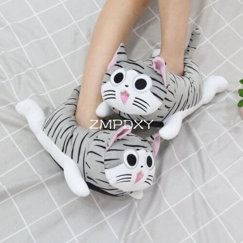 Cartoon Cat Slippers Women Christmas Plush Slides Winter Cat Funny Car Slides Snug House Cotton Shoes Casual Couple Slides