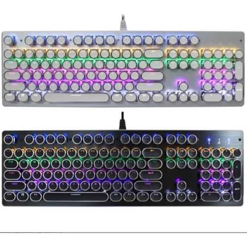 Mechanical Keyboard Punk keycap RGB lighting effect Metal panel gaming Keyboard for Lol cf fps cod with professional multimedia