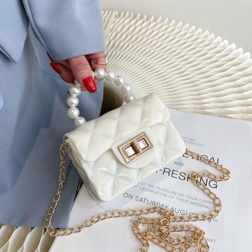 Shoulder Bag Handbag Purse Crossbody Bag for Women Fashion Mini Chain Women Bag Beaded All-match 2021 PU Leather Diamond Lattice