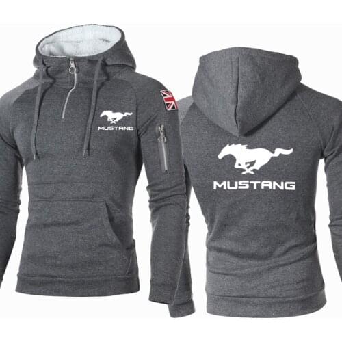 2021NEW Men Hoodies Mustang Car Logo Print Sweatshirt Spring Autumn high quality cotton Fashion casual Mens Zip Hoodie