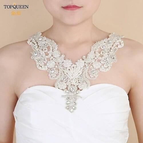 TOPQUEEN G02 Bridal Choker neck Shawl Neck Decoration Wedding Shawl Removable Wedding Train Neck Chain Decoration Boho Necklace
