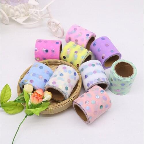 10Yards/roll 6CM Width Color Dots Tulle Roll Organza Baby Girls Tutu Shower Party Supplies DIY Hair Bows Handmade Materials