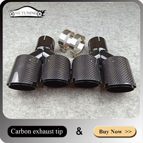 Multi Size: Glossy Black Carbon Exhaust Tip Universal Cars Glossy Black Stainless steel Double For Akrapovic Muffler Tailpipes