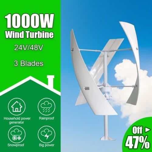 Free Energy Windmill 1000W Vertical Axis Wind Turbine Generator 24V 48V Low RPM For Home Farm Use