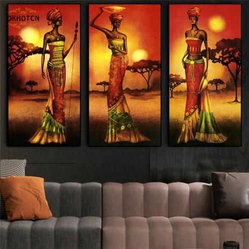 Scandinavian Vintage Poster African Woman Portrait Canvas Painting Wall Art Pictures For Living Room Home Decoration No Frame