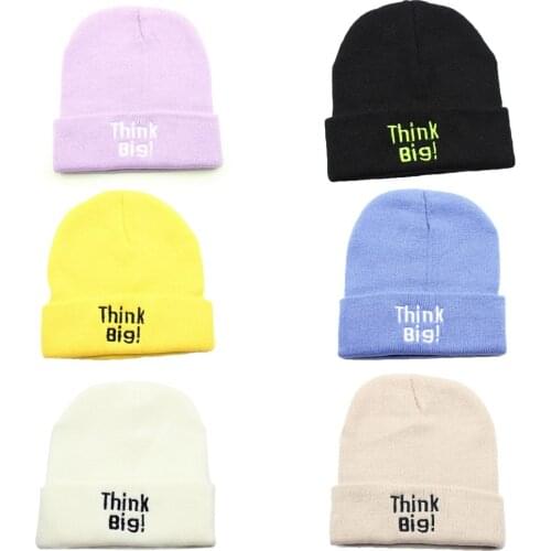 Men Women Knitted Hat Embroidery Think Beanie Skullcap Cap Cuff Brimless Retro Unisex HipHop Elastic Warm Winter Ski Beanie Hat