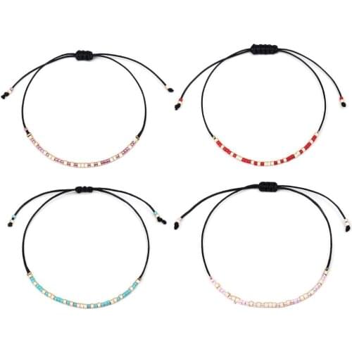 Bobo Japanese MIYUKI Glass Seed Bead Bracelet Women Girl Black Blue Purple Antique Beads String Braided Adjustable Jewelry Gift