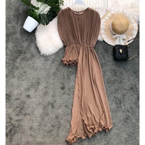 Irregular Pleated chiffon Shirt feminine blouse Women summer tops female