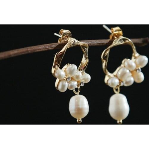 New Arrival Handmade 100% Natural Drop Earrings Gold Color Round Twist Hoop Earrings for Womans Fashion Jewelry Birthday Gift