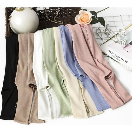 SINGRAIN 2019 summer Korean women Sexy Tank solid single-breasted Slim thin U-neck knit vest womens shirt camis