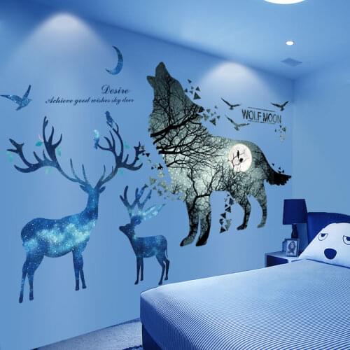 3D Posters Modern Wolf Forest Wall Stickers Kids Background Princess Bedroom DIY Decor Waterproof Murals Room Wallpaper