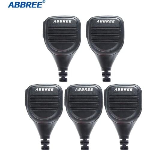 5pcs Abbree AR-760 2 Pin PTT Remote Rainproof Speaker Mic for Radio Kenwood TYT Baofeng Walkie Talkie UV-5R 888S UV-82 uv-s9