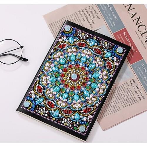 5D DIY Mandala Special Shaped Diamond Painting 56 Pages A5 Notebook Diary Book Embroidery Cross Stitch Craft Children Gift