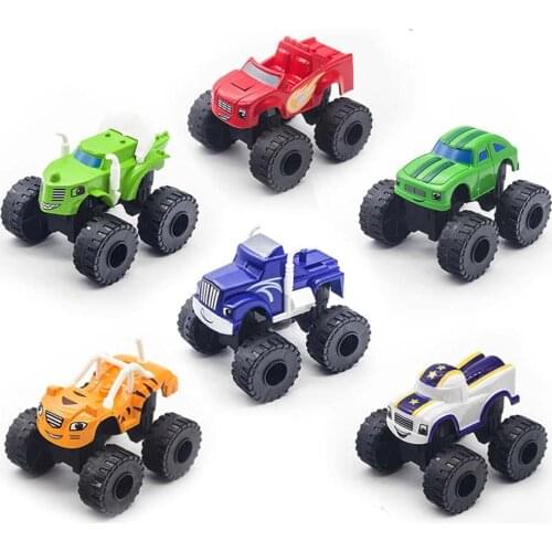 6PCS Racing Car Blaze Monster Diecast Toy Russia Miracle Crusher Truck Toys Vehicle Car Transformation Toys Best Gifts For Kids