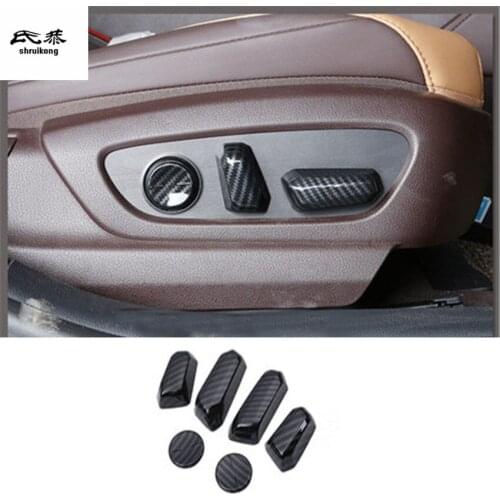 6pcs/Lot ABS Carbon Finber Grain Seat Control Adjustment Button Decoration Cover For 2018 2019 Lexus ES200 260 300h
