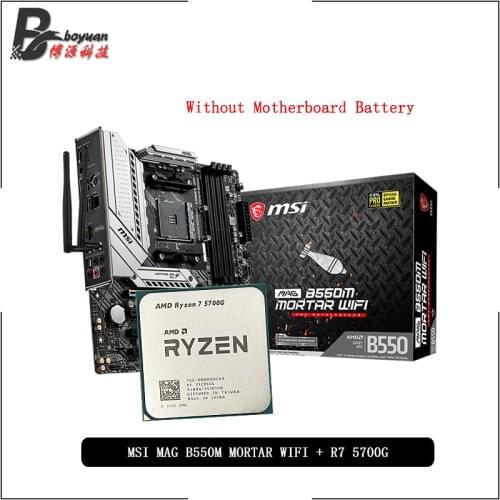 AMD Ryzen 7 5700G R7 5700G CPU + MSI MAG B550M MORTAR WIFI Motherboard Suit Socket AM4 All new but without cooler