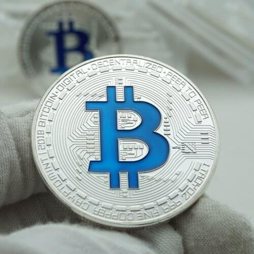 Bitcoin Enamel Blue Souvenir silver Plated Collectible Great Gift Bit Coin Art Collection Physical silver Commemorative Coins