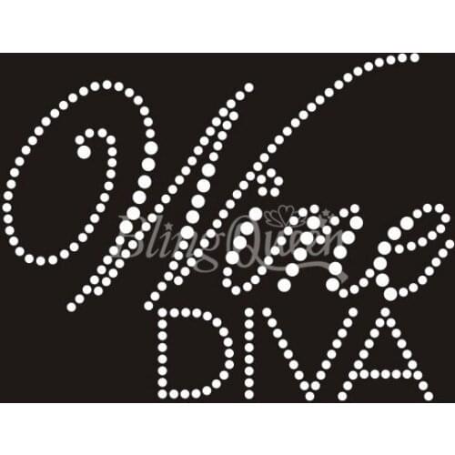 BlingQueen 25PCS/LOT Wine Diva Crystal Rhinestone Bling Transfers Hot Fix Iron On Appliques
