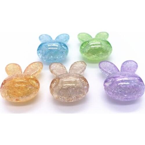 5pcs 24x20mm pcs Acrylic Beads Rabbit Head Loose Beads for Diy Jewelry Making Bracelets Necklace Accessories#Mixing