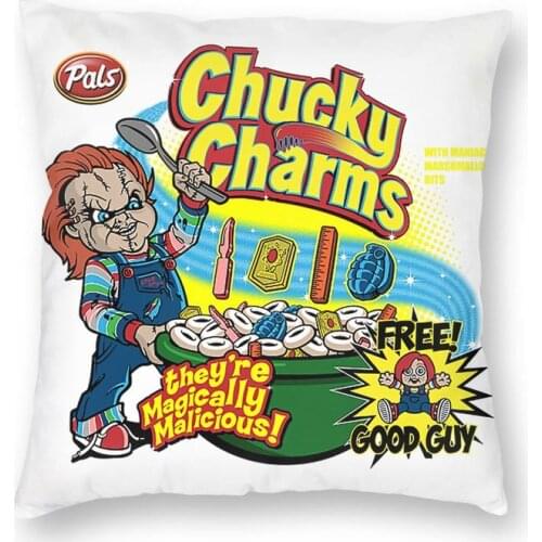 Chucky Charms Childs Play Throw Pillow Cover Decoration Custom Square Horror Movie Cushion Cover 45x45cm Pillowcover for Sofa