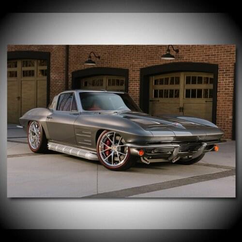 Chevrolets Corvette C1 Classic Street Rod Hot Muscl Car Posters Fabric Canvas Print Paintings Wall Art for Living Room Decor