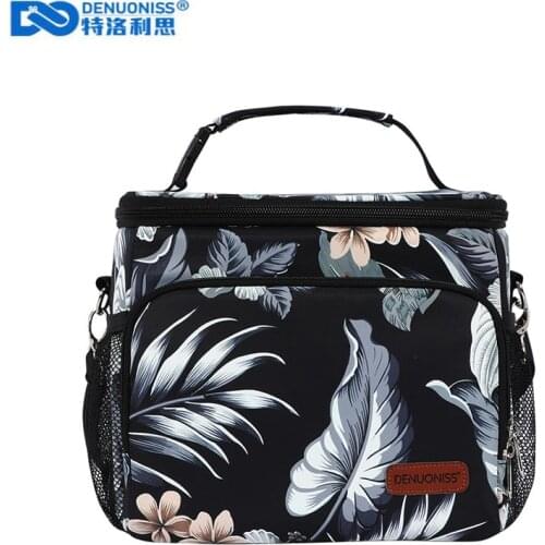 DENUONISS Folding Printing Cooler Bag Waterproof Insulated Ice Thermal Bag For Steak Picnic Bag Ice Pack