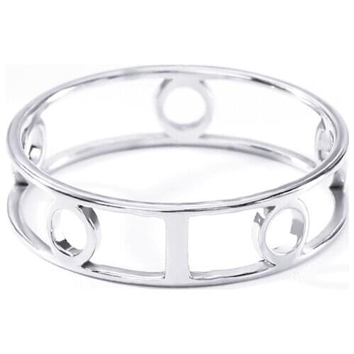 Double-Layer Finger Ring Hollow Round Circle Stainless Steel Rings Jewelry Hot Selling Women Wedding Party Gift 2019