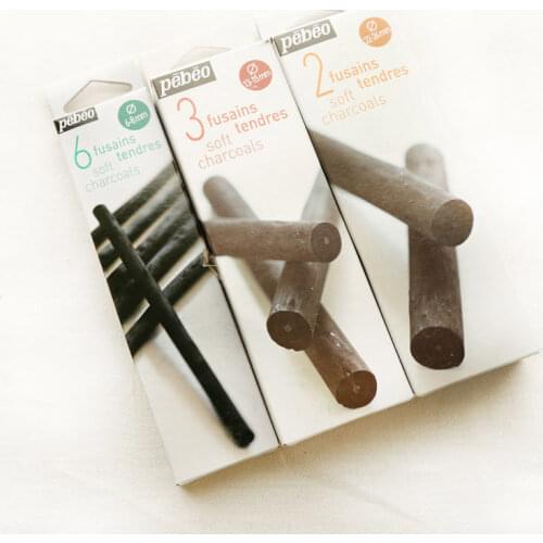 France Original PEBEO Cotton Willow Charcoal Strip Pens Wood Carbon Drawing Strip Pencils Painting Special