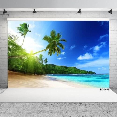 Coconut Tree Sandbeach Photo Backdrop Vinyl Cloth Backgrounds Photography Props for Children Baby Portrait Scenery Photocall