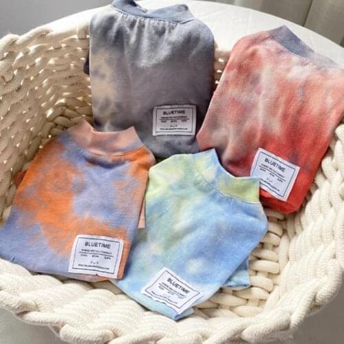 Summer T-shirt tie-dye bottoming shirt cat spring clothes Teddy Schnauzer dog clothes small dog cat clothes Yorkshire medium-siz