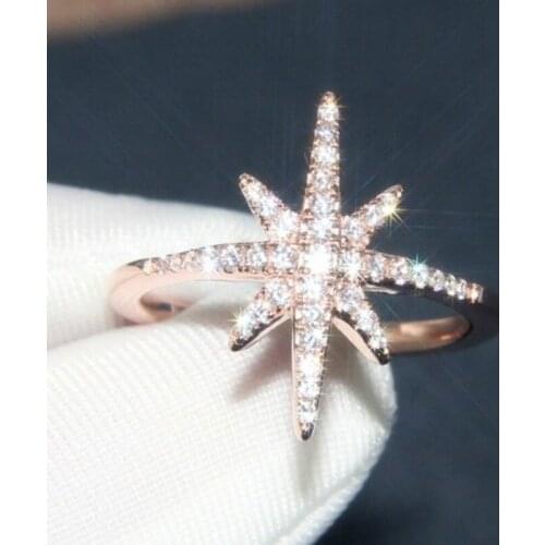 Fashion Luxury ngagement Snowflakes Flower Antique Cubic Zirconia White Gold/Rose Gold Color Women Jewelry Gifts